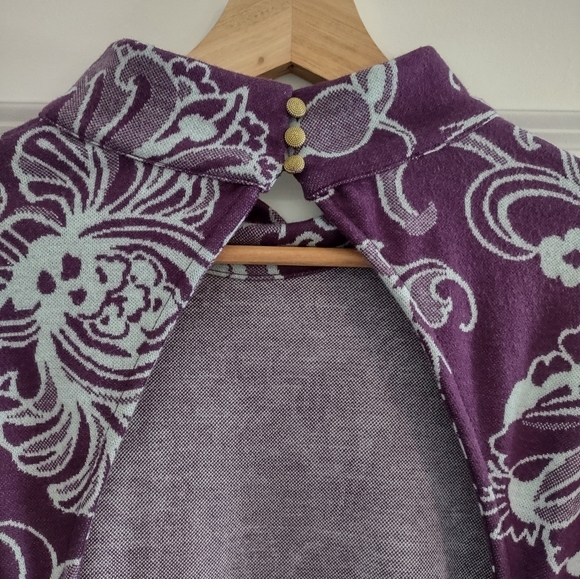 Anthropologie Mock Neck Floral Print Cutout Back Mini Dress - Picture 13 of 16